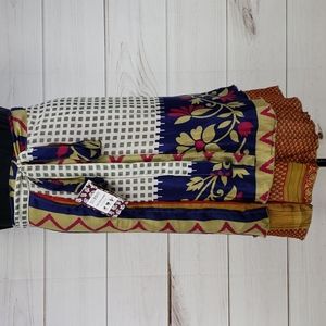 Darn Good Yarn Sari Silk Wrap Skirt Tea XL/Plus